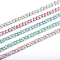 Bracelet jonc tendance en acier inoxydable plaqué or 18 carats avec chaîne cubaine, motif goutte d'huile émaillée colorée et minimaliste, empilable pour femme
