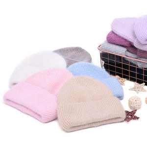 Haute qualité décontracté Angora longue fourrure de lapin cachemire laine hiver luxe <span class=keywords><strong>moelleux</strong></span> filles femmes Beanie Gorras Jacquard tricoté chapeau - Product Image 1