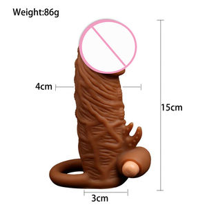 Yamamoto Wiederverwendbare Weiche Silikon-Penishülle Verlängerung Realistisches Kondom Vibrator <span class=keywords><strong>Rabbit</strong></span> <span class=keywords><strong>Dildo</strong></span> Erweiterung Sexspielzeug für Männer - Product Image 3