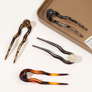 Venta al por mayor Pc perla palillos del pelo en forma <span class=keywords><strong>de</strong></span> U moda grande ámbar niñas horquillas acrílico chino accesorios para el cabello <span class=keywords><strong>de</strong></span> las mujeres - Product Image 1