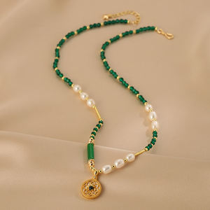 Collar de Perlas Naturales 1463 con Cadena de Ágata - Product Image 2