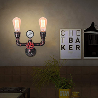 Lampes de table vintage en métal, style tuyau d'eau, en fer forgé, peintes à la main, électriques, LED, style européen, blanc chaud 3500K