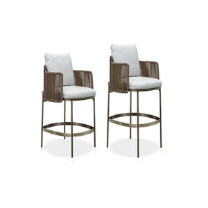 Muebles de patio comercial, taburete de Metal de altura de mostrador, silla de café <span class=keywords><strong>Bistro</strong></span>, Hotel, restaurante, jardín, silla alta de mimbre para exteriores - Product Image 3