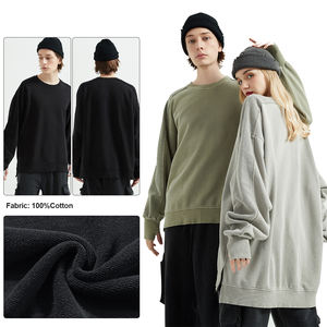 Sudaderas con capucha y sudaderas con logotipo personalizado de 430GSM para hombre, Jersey lavado, sudaderas pesadas de cuello redondo - Product Image 2