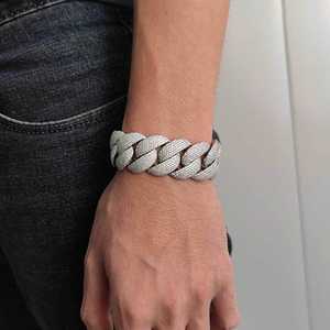 Pulsera de Cadena Cubana Mlluki Hip Hop Personalizada de 24 mm con Cubos de Azúcar, Plata de Ley S925 y Moissanita, Accesorio de Joyería para Hombre - Product Image 4