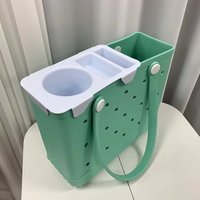 Organisateur de sac de plage en EVA personnalisé, imperméable, léger, durable, écologique, portable, avec plateau supérieur amovible et porte-gobelet