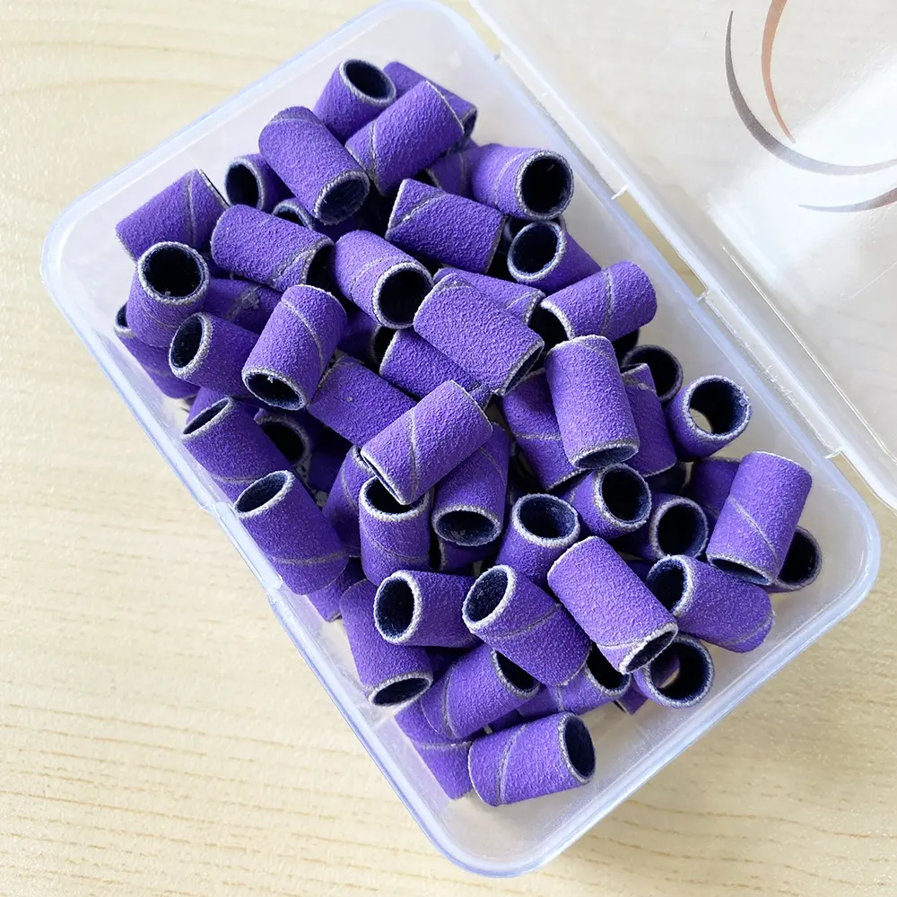 High Quality Disposable Manicure Pedicure 100 pcs Set Kit Purple White Zebra Sand Loop Pink Sanding Bands For Nail Drill Bits