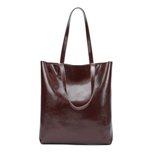 Borsa Tote da Donna Personalizzata Grande Capacità, in Vera Pelle Olio-Cera Vintage, Resistente a Tutte le Condizioni Atmosferiche, Modello Verticale <span class=keywords><strong>Monospalla</strong></span> con Cerniera, Tinta Unita - Product Image 5