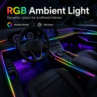 Kit d'éclairage d'ambiance RGB 64 couleurs pour voiture, bande LED acrylique, contrôle par application, synchronisation musicale, décoration intérieure, logo personnalisé, vente en gros