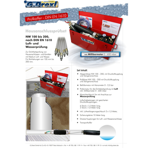 SET DI PROVA CANALE AB NW 100 A 200, ADATTO PER PROVE D'ARIA E D'ACQUA SECONDO DIN EN 1610. SET COMPLETO! - Product Image 2