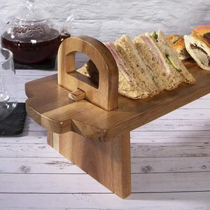 Plato de servicio elevado de madera de acacia 2025, gran soporte <span class=keywords><strong>para</strong></span> pasteles, tabla de quesos, servidor de ensalada, perfecto <span class=keywords><strong>para</strong></span> el té de la tarde, <span class=keywords><strong>tapas</strong></span>, buffets - Product Image 6