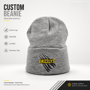 Bonnet d'hiver personnalisé avec logo, patch en cuir brodé, chapeau côtelé de haute qualité, vente en gros, faible MOQ, fabricant OEM - Product Image 1
