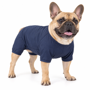 T-shirt en coton bleu marine pour bouledogue français, respirant, vêtement de loisirs pour chiens, toutes saisons, design simple, lavable en machine - Product Image 1