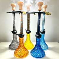 Narguilé Shisha Hukka en alliage d'aluminium ajouré style arabe bohème, finition givrée, ensemble complet