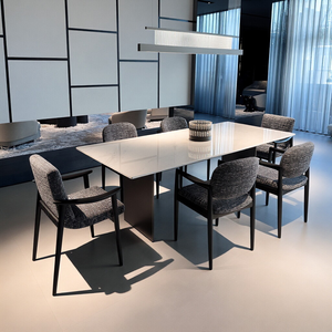 Table à manger en marbre de design italien de luxe, table en pierre minimaliste moderne pour salle à manger de villa - Product Image 4