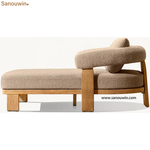 Chaise longue en teck pour l'extérieur, design scandinave et japonais fusionné, moderne, durable, courbes élégantes, peinte à la main, brossée au <span class=keywords><strong>fil</strong></span> - Product Image 3