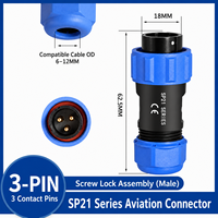 HYSF SUBSEA SP21 Konektor Penerbangan Tahan Air 3 Pin Kabel Pria dengan Pengunci Sekrup untuk Kabel 6-12mm untuk Peralatan Kelautan.