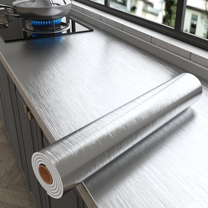 <span class=keywords><strong>Papel</strong></span> de contacto de Superficie cepillada plateada/dorada, <span class=keywords><strong>papel</strong></span> <span class=keywords><strong>tapiz</strong></span> extraíble impermeable <span class=keywords><strong>para</strong></span> gabinete de cocina con superficie metálica - Product Image 5