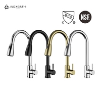 Robinet mélangeur de cuisine monocommande élégant en acier inoxydable SUS304 sans plomb, à cartouche céramique, pour montage sur plan, avec douchette extractible 5