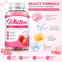 Complément de beauté anti-âge éclaircissant pour la peau, 60 gommes végétaliennes au collagène et L-Glutathion, marque privée OEM