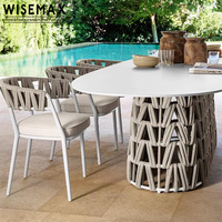 Meubles WISEMAX, style nordique, meubles d'extérieur, table et chaises en aluminium tressé en corde, chaise de jardin pour cour et patio