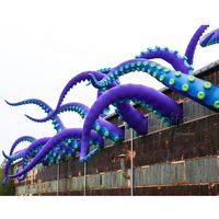 Décoration de bâtiment géante, tentacules de pieuvre gonflables verts, tentacules de pieuvre suspendus