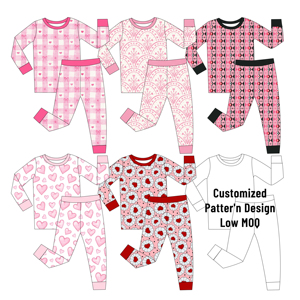 Pigiama Casual in Bambù WeiWei Senza Tariffe, Motivo Mucca Marrone-Verde, Maniche Lunghe, Set con Pantaloni, Abbigliamento Boutique Occidentale per Bambine - Product Image 1