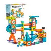 2024 Magic Magnetic Paradise STEM, Bloques de Construcción de Pistas Magnéticas, 128 Piezas, Juguete de Construcción de Tubos de Plástico, Juguete Magnético de Carreras para Niños