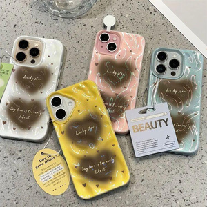 Per <span class=keywords><strong>iPhone</strong></span> 18 17 16, custodia morbida anti-caduta 3D a tinta unita, liscia, <span class=keywords><strong>con</strong></span> cuore a trama incrociata e antiscivolo - Product Image 1