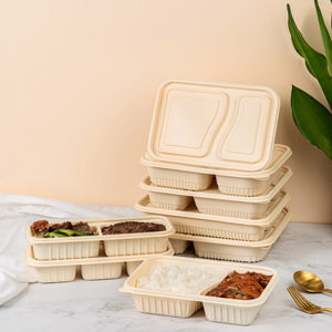 Boîte à clapet biodégradable et écologique en amidon de maïs de luxe avec couvercle, conteneur alimentaire jetable 1000 ml, <span class=keywords><strong>couverts</strong></span> PSM - Product Image 3