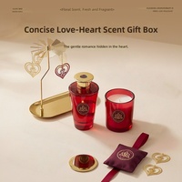 Set Hadiah Aroma Wangi Kayu Cendana Lilin Aromaterapi Liontin Kotak Hadiah Seri Romantis Merah Anggur untuk Liburan