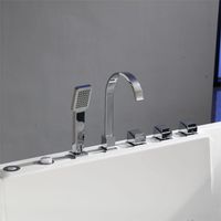 Bañera de Hidromasaje Rectangular Moderna de Acrílico para Parejas, Uso en Hoteles y Almacenes, 8 Jets, Luces de Colores, Reposacabezas