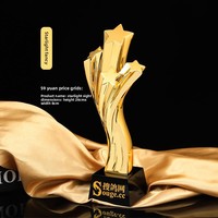 Trophée personnalisé haut de gamme écologique en cristal, nouvelle couronne en résine, récompense de champion, métal plaqué or, technique de gravure sculptée UV
