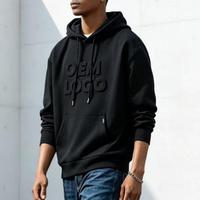 Sweatshirt Ukuran Besar Warna dan Logo Sesuai Pesanan, Hoodie Pria Warna Solid Custom dengan Cetak Timbul