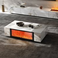 Meuble TV moderne pour salon avec cheminée électronique 3D, table basse, flamme simulée en pierre, mobilier de luxe pour hôtel et maison Movvon CF802