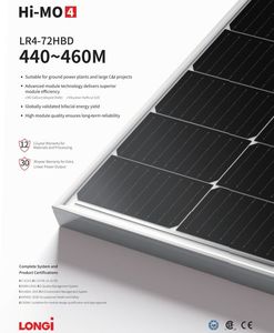 LONGI Himo4 Solar Perc 445W Bifacial 166 cellules, Tier 1, Certificat US, Prise en charge DDP Amérique, Entrepôt USA - Product Image 1