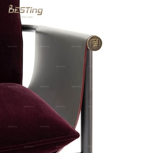 Bắc Âu sang trọng hiện đại abric Totu Ghế ăn với kim loại/Gỗ chân đen đồ nội thất phòng để bán <span class=keywords><strong>FD</strong></span> vải nhung ghế ăn - Product Image 5