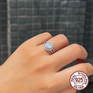 Premium Round Cubic Zircon S925 Sterling Silber Hochzeit Braut ring für Frauen Luxuriöser Hands chmuck - Product Image 3