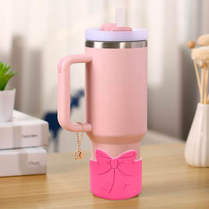 Diseño de <span class=keywords><strong>mariposa</strong></span> creativo, cubierta de silicona inferior de Copa, 7,5 cm de diámetro, barra Universal, vaso protector, bota, accesorio para beber - Product Image 6