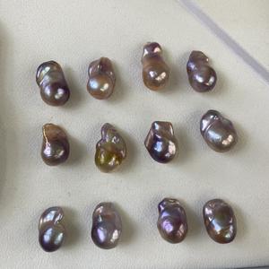 Perles d'eau douce rondes lâches Edison, grandes, blanches, 11-12 mm, avec imperfections, motifs de croissance uniques, couleur nucléaire - Product Image 1