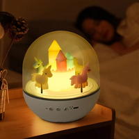 Lampe de chevet LED rotative télécommandée en forme de carrousel, décoration de chambre, veilleuse USB, boîte à musique pour chambre d'enfant