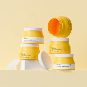 PET-Kunststoff Maßgefertigte 240ml 8oz Runde Kosmetikbehälter Gelbe Cremedose mit Eigenem Logo - Product Image 1