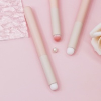 Brosse de maquillage à manche rond en bois de couleur rose pour bébé, bâton de brosse à lèvres, marque privée