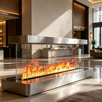 Cheminée à vapeur intégrée moderne avec flammes multicolores, télécommande et arrêt automatique pour salon, hall d'hôtel ou resort