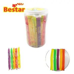 China Factory Wholesale Long Stick Jelly Pudding Candy Fruity Pudding Candy Jar Packaging Soft Jelly Candy