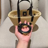 Sac à bandoulière en paille naturelle tressée de style créateur pour femme, sac fourre-tout léger de luxe multi-occasions, sac de shopping
