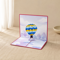Cartes de vœux personnalisées 3D créatives faites à la main en papier recyclable, impression UV, vernissage mat, taille personnalisée, montgolfière