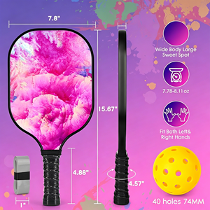 Raquette de pickleball en graphite avancé, noyau de 14 mm d'épaisseur, surface de friction, haute précision de rotation, poignée confortable, pour tournois d'élite - Product Image 2