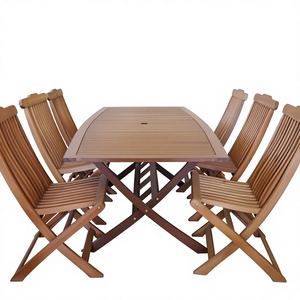 Ensemble de salle à manger d'extérieur en bois TP-SET de style contemporain, pliable, pour les amateurs de repas en plein air - Product Image 1