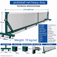 Système de filet de pickleball portable robuste de 22 pieds, qualité tournoi, pour extérieur, avec poteaux et roues